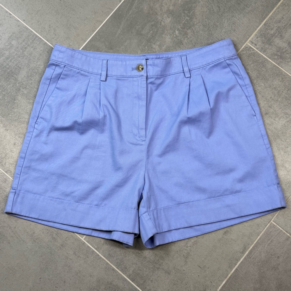 J.Crew Factory Women’s pleated high rise blue cotton shorts size 12 - Picture 6 of 10
